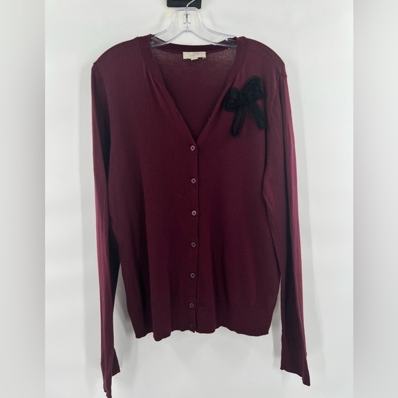 Loft maron cardigan with black bow detail size L - Picture 4 of 8
